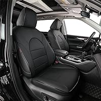 EKR Custom Fit Highlander Car Seat Covers for Select Toyota Highlander 2014 2015 2016 2017 2018 2019 - Three-Row,Second Row 40/60 Split, 8 Seats, Leather(Black)