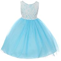 Girls Lace Bridesmaid Dress Wedding Pageant Dresses Tulle Party Gown Age 0-10Y