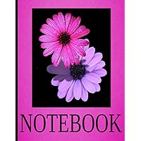 LOW VISION Notebook-Pink and Purple Flowers (Large-8.5 x 11 inches): Low Vision Notebook |Wide Spacing| Bold Lines| Visually Impaired| Journal |Write |Work |School |Create| Log| Track