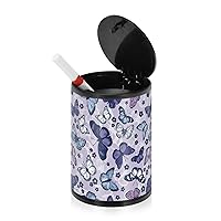 Purple Flying Butterfly Ashtrays for Cigarettes Indoor with Lid Smell Proof Stainless Steel Portable Smokeless Butt Cans Cigarette