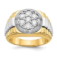 14k Two-tone Gold Diamond Ring for Mens