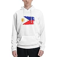 Mens Athletic Hoodie Philippines-Flag-Vintage Gym Long Sleeve Hooded Sweatshirt Pullover With Pocket