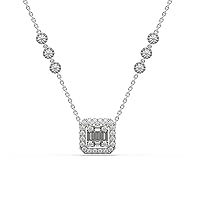 Colorless Round And Baguette Cut 1.47TCW Moissanite Diamond 925 Sterling Silver Asscher Shape Pendant For Her