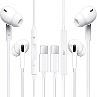 USB C Headphones Pack of 2, Type C Wired Earbuds, in-Ear Headphones with Microphone Noise Canceling Stereo, Earphones Compatible with iPhone 15/Samsung S23/Android/iPad Pro and Most USB C Devices