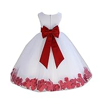 Wedding Rose Petals White Tulle Flower Petals Girl Toddler Gown Handmade 302T