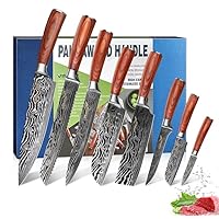 Chef knives Sets, 8 Pieces Japanese Professional Chef Knife Set, High Carbon Stainless Steel with Pakkawood Handle, Sharpest Cooking Knives, Best Choice for Home Kitchen and Restaurant