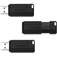 Verbatim 32GB PinStripe Retractable USB 2.0 Flash Thumb Drive with Microban Antimicrobial Product Protection – 3pk – Black
