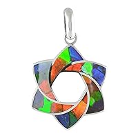 Starborn Ammolite 6-Point Star Pendant in Sterling Silver