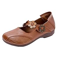 Women's Slip-On Loafer Shoes Leather Wide Width Flat Shoes Casual Comfort Slip On Ballet Flats