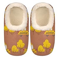 Yellow Car Truck Women's Slippers, Cartoon Soft Cozy Plush Lined House Slipper Shoes Indoor Non-Slip Slippers for Girls Boys Teenager