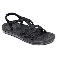 MEGNYA Women's Comfortable Walking Sandals with Arch Support, Athletic Hiking Sandals with Handmade Straps, Outdoor Soft Water Sandals for Beach Poolside Travel Camping