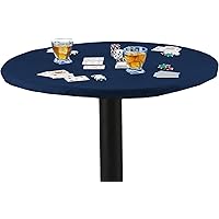 Felt Card Table Game Cover Blue Round Fitted Tablecloth Poker Table Topper Elastic 36 or 42 in to 48 inches (Blue, 36)