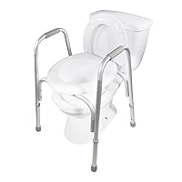 Raised Toilet Seat and Safety Frame (Two-in-One), Adjustable Rise Height, Secure Elevated Lift Over Bowl, Made in USA, Regular