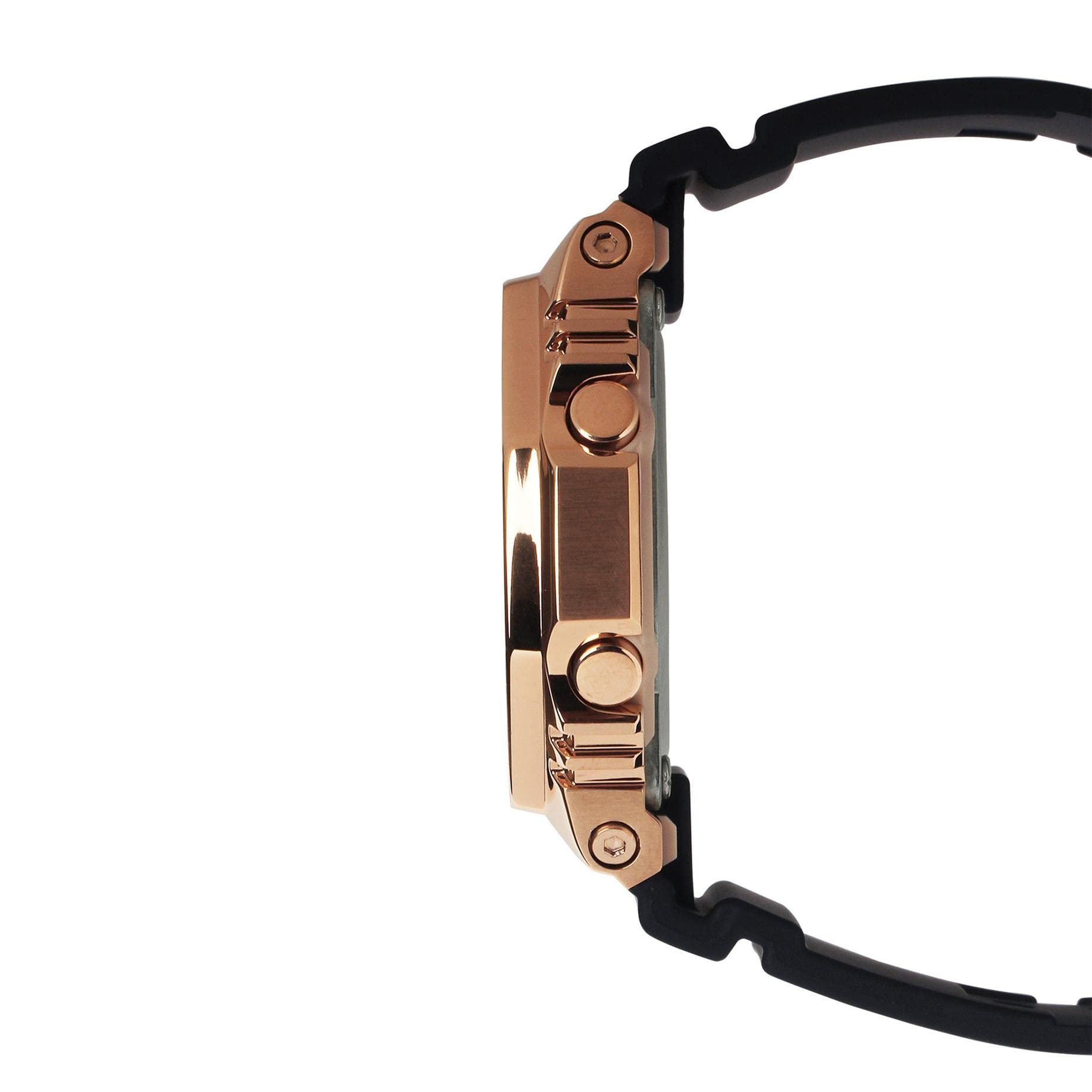 G-Shock Ladies' Casio Rose Gold-Tone Metal Covered Octagonal Black Resin Band Watch GMS2100PG-1A4