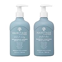 Hairitage Wash It Away Anti-Dandruff Shampoo - Dry, Flaky Scalp - Reduce Scalp Irritation + Dandruff + Perfect Dose Balancing Conditioner - Moisturizes + Soothes Scalp Irritation -13 fl oz