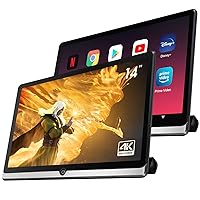 14 inch New 4K Android 10.0 Portable Car TV Headrest Monitor Tablet for Back seat, Support Phone Wireless mirroring Touch Screen,with WiFi/Bluetooth/HDMI/USB/SD/FM/Airplay Video Player 2G+32G(2*PCs)