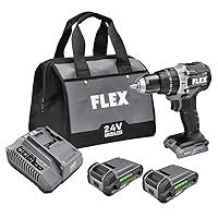 FLEX 24V Brushless Cordless 1/2-Inch 750 In-Lbs Torque 2-Speed Hammer Drill Kit with (2) 2.5Ah Lithium Batteries and 160W Fast Charger - FX1251-2A