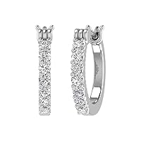 1/4 to 3/4 Carat Natural Diamond Hoop Earrings in 10K Gold or in Platinum