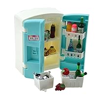 Miniature Refrigerator Dollhouse Furniture Drink Bottles Dollhouse Cake Decorations Pretend Play Kitchen Game Party Toys (Refrigerator Package)