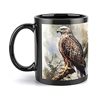 Mugs Large Porcelain Mug Hawk Sitting In The Tree Ceramic Steeping Mug with Handle Porcelain Coffee Cups Funny Mug Tea Cups with Handle for Men Women