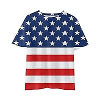 Independence Day Teen Boys Shirt Tie Dye Top Summer Striped Blouses Boy Girl Tees Short Sleeve T-Shirts