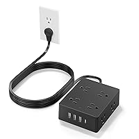 Surge Protector Power Strip 10 ft Cord, Olcorife Ultra Thin Flat Plug Extension Cord, 8 Outlets 4 USB Ports(1 USB C), Flat Wall Plug Outlet Extender, College Dorm Room Essentials, Black