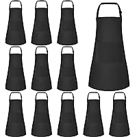 12 Pack Kids Apron Bulk with 2 Pockets Adjustable Chef Art Apron Kids Painting Aprons for Cooking Baking Painting Crafting Grilling Activity（Black）
