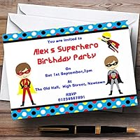 Superhero Theme Personalized Birthday Party Invitations