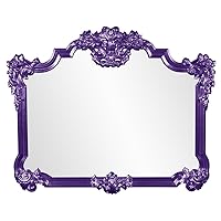 Howard Elliott Avondale Glossy Royal Purple Ornate Mirror, Beautiful Home Decoration Mirror, Ornate Frame Adorned with Decorative Flourishes, 48 x 39 Inch