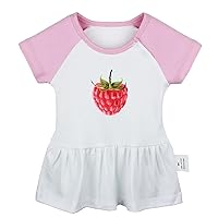 Fruit Raspberry Pattern Cute Dresses, Newborn Infant Baby Girls Princess Dress, Kids Novelty Ruffles Cotton Clothes