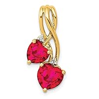 14k Lab Created Ruby and Diamond Double Heart Pendant