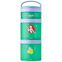 Disney Princess Stackable Snack Containers for Kids and Toddlers, 3 Stackable Snack Cups for School and Travel, Ariel and Flounder