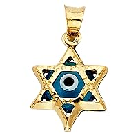 14K Yellow Gold Evil Eye Star Charm Tiny Pendant For Necklace or Chain