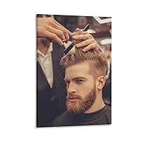 Hair Salon Poster Handsome Male Classic Fashion Hair Beard P Barber Shop Aesthetics Art Poster Canvas Painting Posters And Prints Wall Art Pictures for Living Room Bedroom Decor 24x36inch(60x90cm) Fr