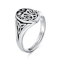 Bling Jewelry Celestial Celtic Night Day Sun Moon Family Wishing Tree Of Life Oval Signet Ring For Women Antique Style .925 Sterling Silver