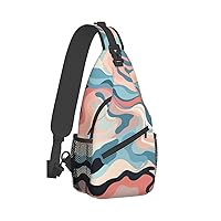 Sling Bag for Women Men Crossbody Bag Small Sling Backpack Wave Chest Bag Hiking Daypack