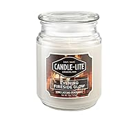 Candle-Lite Scented Evening Fireside Glow Fragrance, One 18 oz. Single-Wick Aromatherapy Candle with 110 Hours of Burn Time, Off-White Color