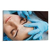 KMJBFE Beauty Salon Poster Semi-permanent Eyebrow Tattoo Poster Makeup Wall Art Poster (2) Canvas Painting Wall Art Poster for Bedroom Living Room Decor 16x24inch(40x60cm) Frame-style