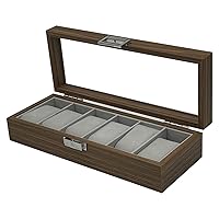 6 Slots Watch Box Watch Case Display Organizer Wooden Watches Storage Organizer Metal Clasp Watch Jewelry Display Case