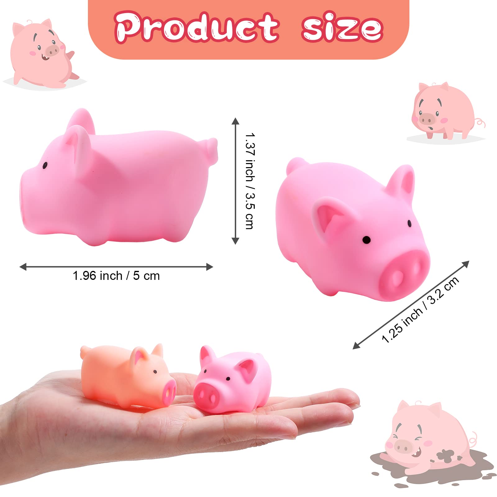 100 Pieces Mini Rubber Bath Pig Float Pigs Mini Rubber Pigs Bulk Rubber Piggy Bath Toys for Pig Themed Baby Shower Birthday Party Favors, Nude Color, Pink (Nude Color, Pink, Pig)