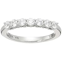 Amazon Collection Platinum Plated Sterling Silver Infinite Elements Cubic Zirconia Round Cut 7-Stone Ring, Size 7
