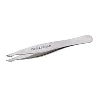 Tweezerman Stainless Steel Slanted Point Tweezer - Eyebrow Precision Tweezers, Facial And Ingrown Hair Removal (Classic Stainless)