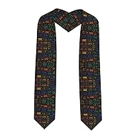 Game Video Gaming Pattern Print Unisex Adult Graduation Stole Class Of 2024 Polyester Shawl Stole With Trim Honor