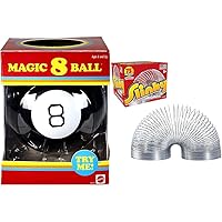 Magic 8 Ball Kids Toy, Retro Themed Novelty Fortune Teller, Ask a Question and Turn Over & The Original Slinky Walking Spring Toy, Basket Stuffers, Metal Slinky, Fidget Toys, Party Favors and Gifts