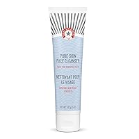 First Aid Beauty Pure Skin Face Cleanser, Sensitive Skin Cream Cleanser with Antioxidant Booster, 5 oz.