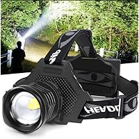Bud K LED Headlamp USB Rechargeable, Head Lamp XHP70 Super Bright 90000 High Lumen with 5 Modes, Batteries Included, Zoomable, Waterproof Headlight for Camping Hunting Running Fishing Biking
