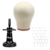 MILANO COLLECTION 23” Cork Mannequin Head with Canvas Cover for Dressing and Styling Wigs, DIY Wig Block, Wig Holder Bundle Includes 30 T-Pins and a Suction Cup Stand, Wig Making Kit and Supplies