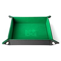 Metallic Dice Games FanRoll Fold Up Velvet Dice Tray w/PU Leather Backing: Green, Role Playing Game Dice Accessories for Dungeons and Dragons
