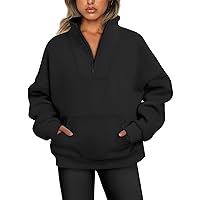 Trendy Queen Sweatshirts Half Zip Pullover Quarter Zip Oversized Hoodies Sweaters Fall Outfits 2024 Y2K Winter Clothes