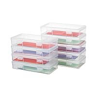 novelinks Stackable Plastic Clear Storage Box Containers with Latching Lid - Art Craft Supply Organizer Storage Containers for Pencil Box, Lego, Crayon, Beads, Jewelry (9 Pack Medium -Clear)
